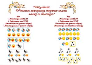 Методическая разработка: Чек-лист для родителей «Учимся говорить первые слова»