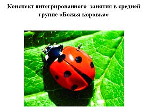 Конспект интегрированного занятия в средней группе «Божья коровка»
