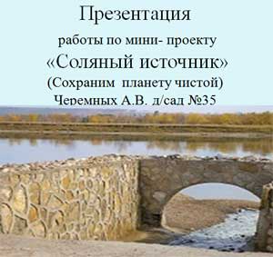 Презентация работы по мини — проекту «Соляный источник»
