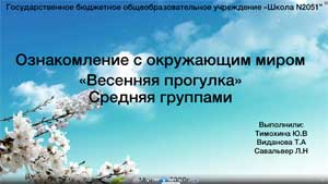 Видеозанятие по окружающему миру. Тема: «Весенняя прогулка» (средняя группа)