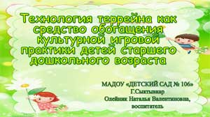 Технология террейна как средство обогащения культурной игровой практики детей старшего дошкольного возраста