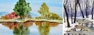 Рисование в технике «по мокрому» (с отражением) «Весеннее отражение в воду»