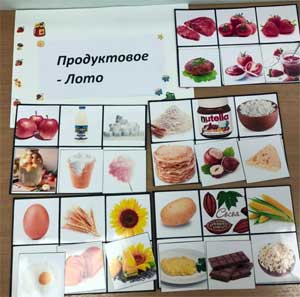 Наглядно-дидактическое пособие по культуре питания «Продуктовое-лото» в группе среднего возраста