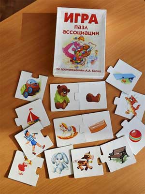 Игра «Пазлы-ассоциации» по произведениям А.Л. Барто для детей 3-4 лет