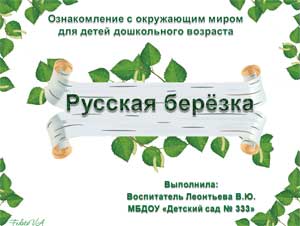 Ознакомление с окружающим миром для детей дошкольного возраста «Русская берёзка»