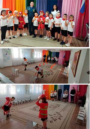 Спортивное развлечение по пожарной безопасности в подготовительной группе «Пожарные на учениях»